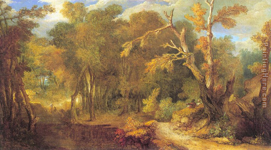 Wooded Landscape painting - Unknown Artist Wooded Landscape art painting